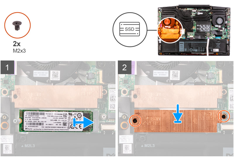 2nd SLOT 2 M.2 2280 SSD Heatsink Cover Heat Shield for Dell G3 3500 G5 5500 G5 SE 5505 YX0F3 0YX0F3