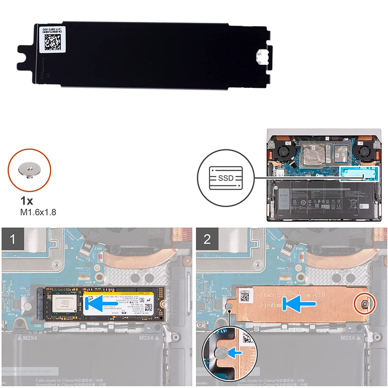 M.2 2280 SSD Heatsink Thermal Shield R0HY5 0R0HY5 for Dell Alienware x14 R1 2022