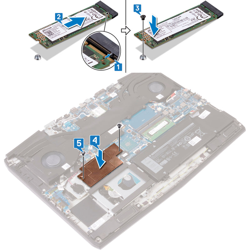 Two Slot 2280 M.2 SSD Heatsink Cover Thermal Shield for Dell Alienware M15 M17 0R46DX R46DX