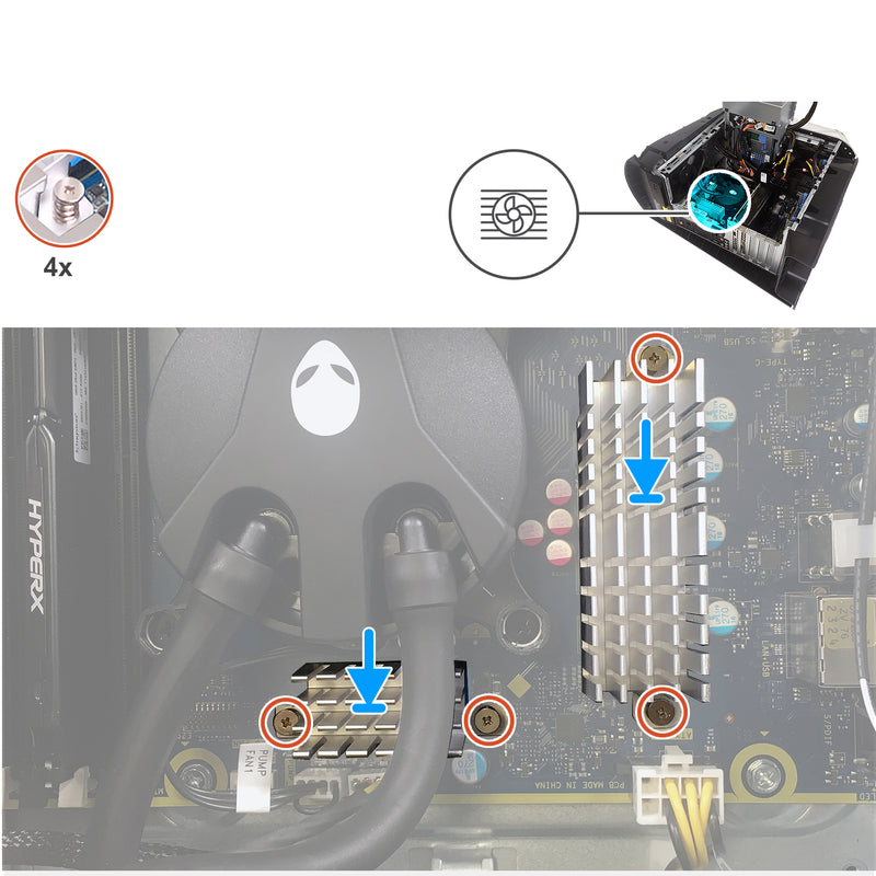 Large CPU VR Heatsink Module J46J2 0J46J2 w/ Small VRM Heatsink Thermal 4D5V9 04D5V9 for Dell Alienware Aurora R10